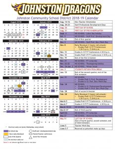 2018-19 academic Calendar image