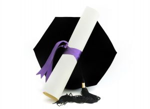 Graduation motarboard and diploma