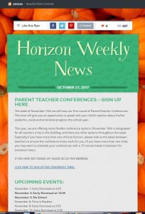 Screenshot of the Horizon Weekly Newsletter