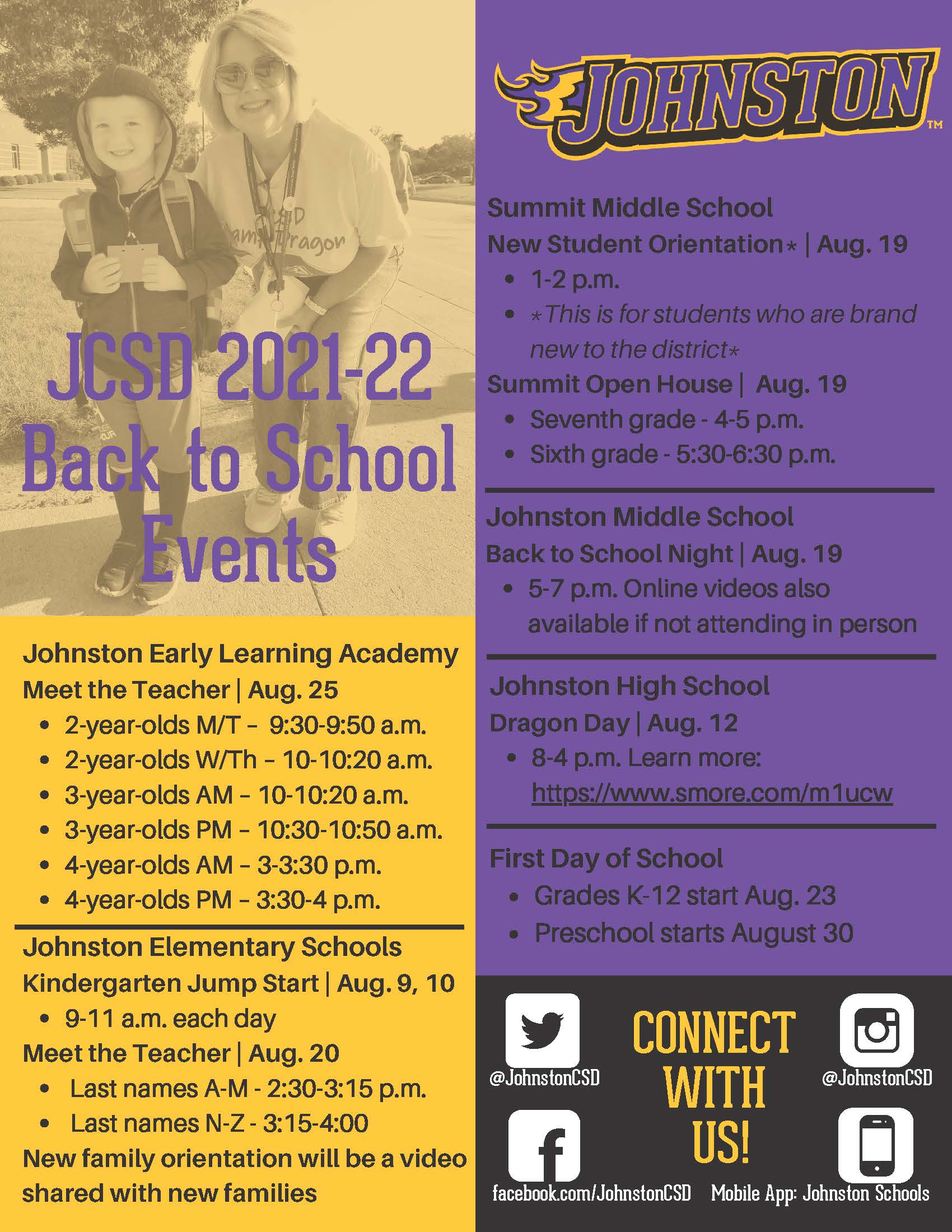 202122 BacktoSchool Events Johnston Community School District